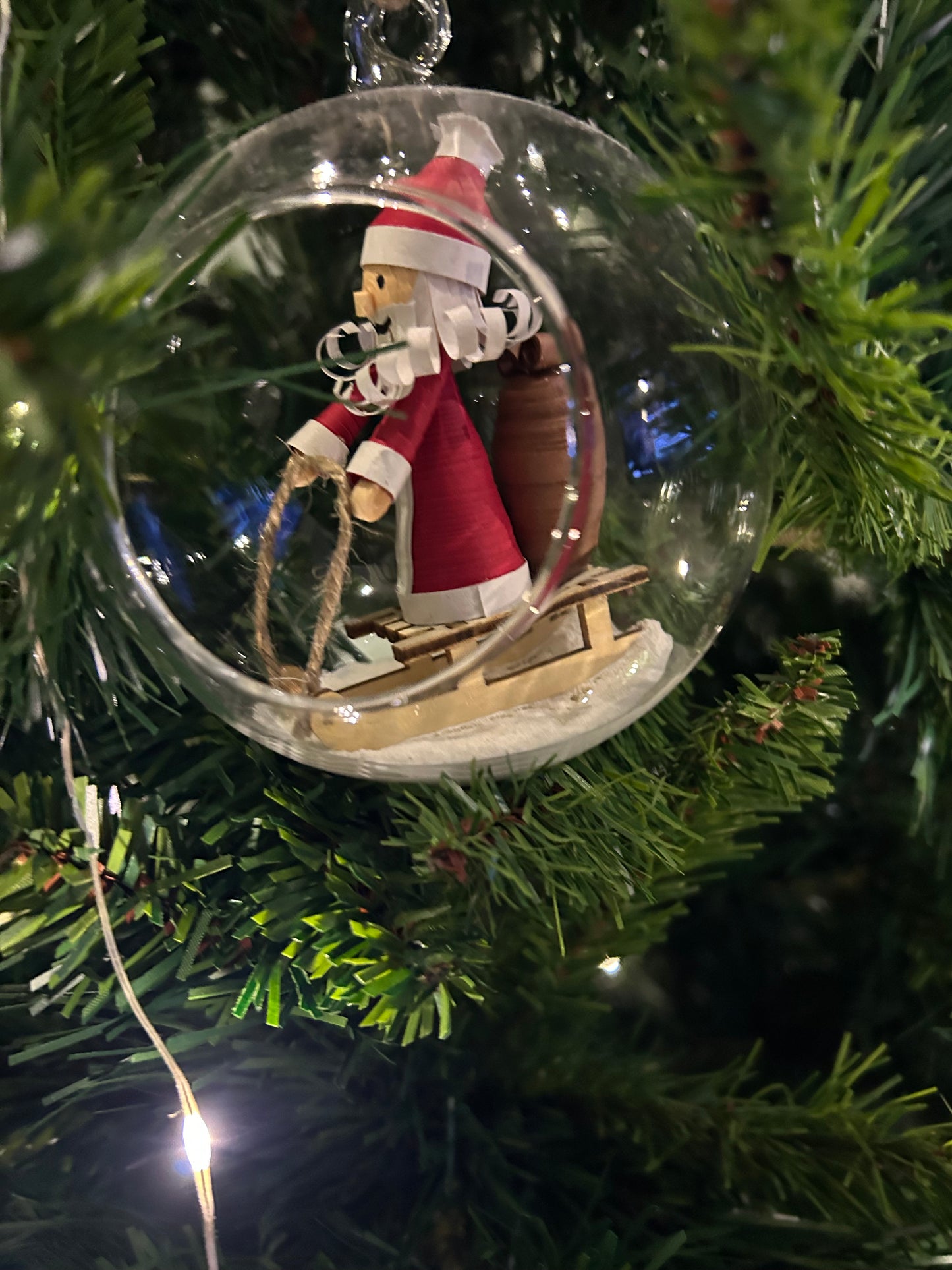Santa on sleigh large bauble