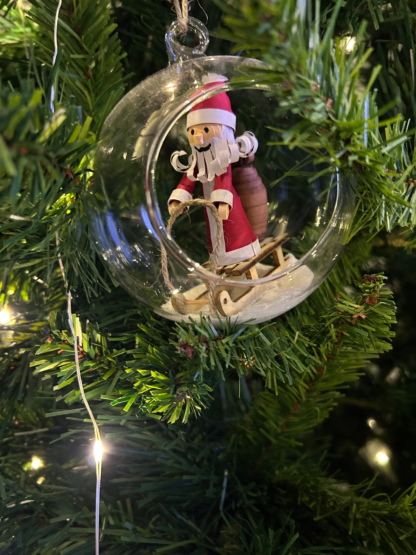 Santa on sleigh large bauble