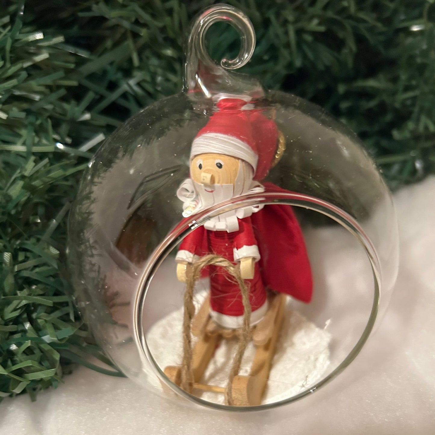 Santa on sleigh large bauble