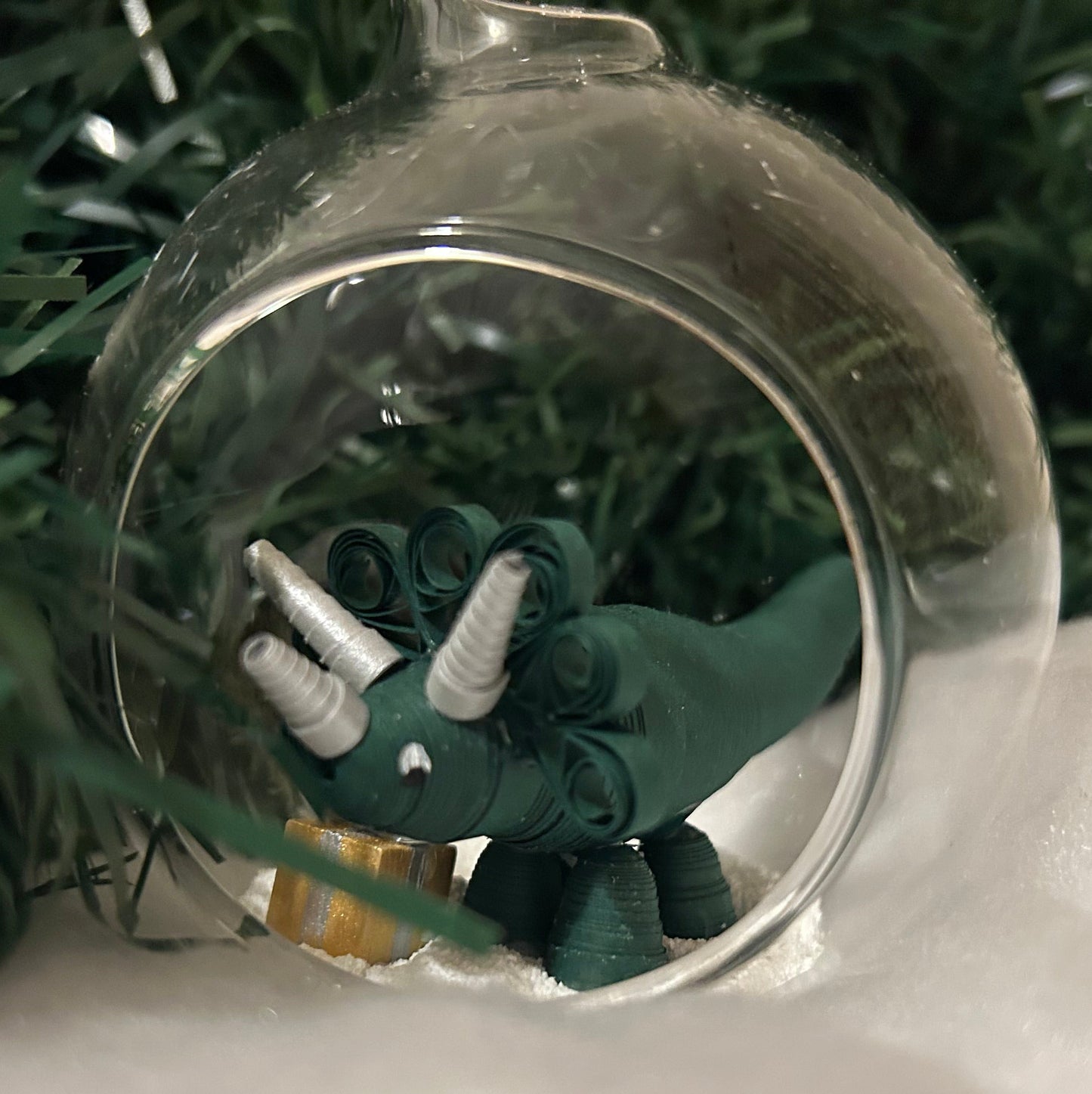 Christmas triceratops bauble