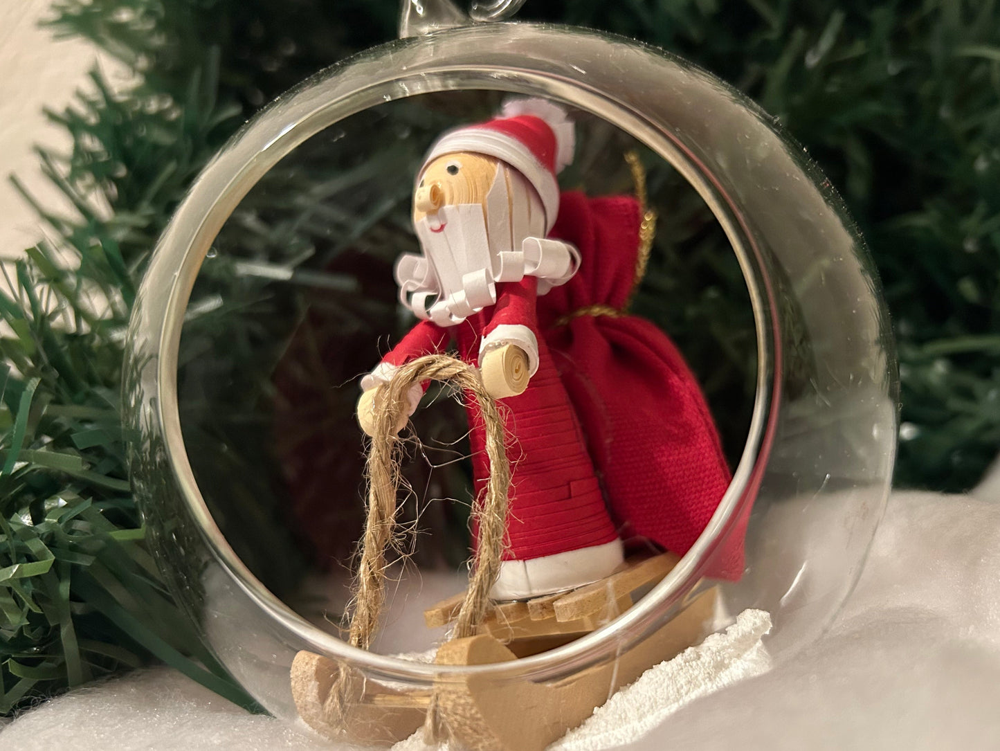 Santa on sleigh large bauble