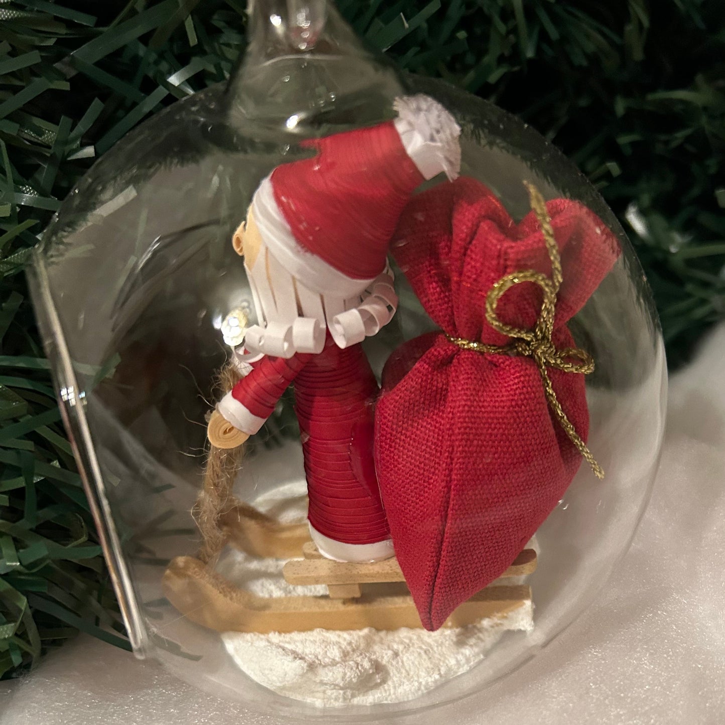 Santa on sleigh large bauble