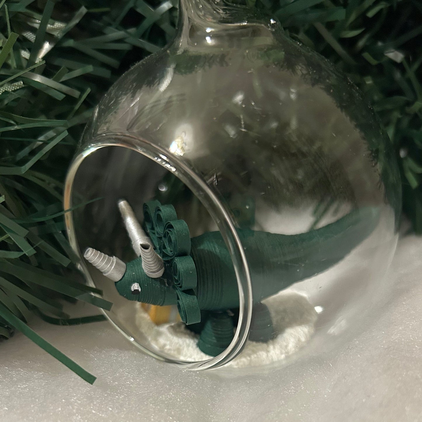 Christmas triceratops bauble