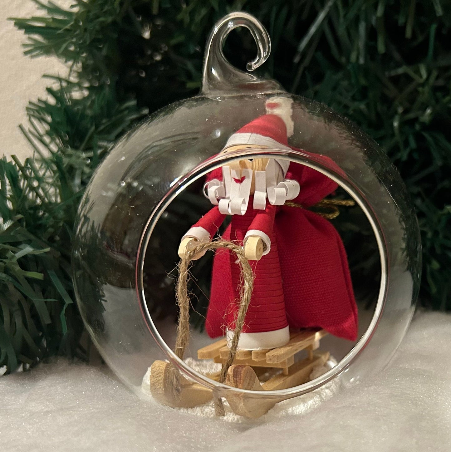 Santa on sleigh large bauble