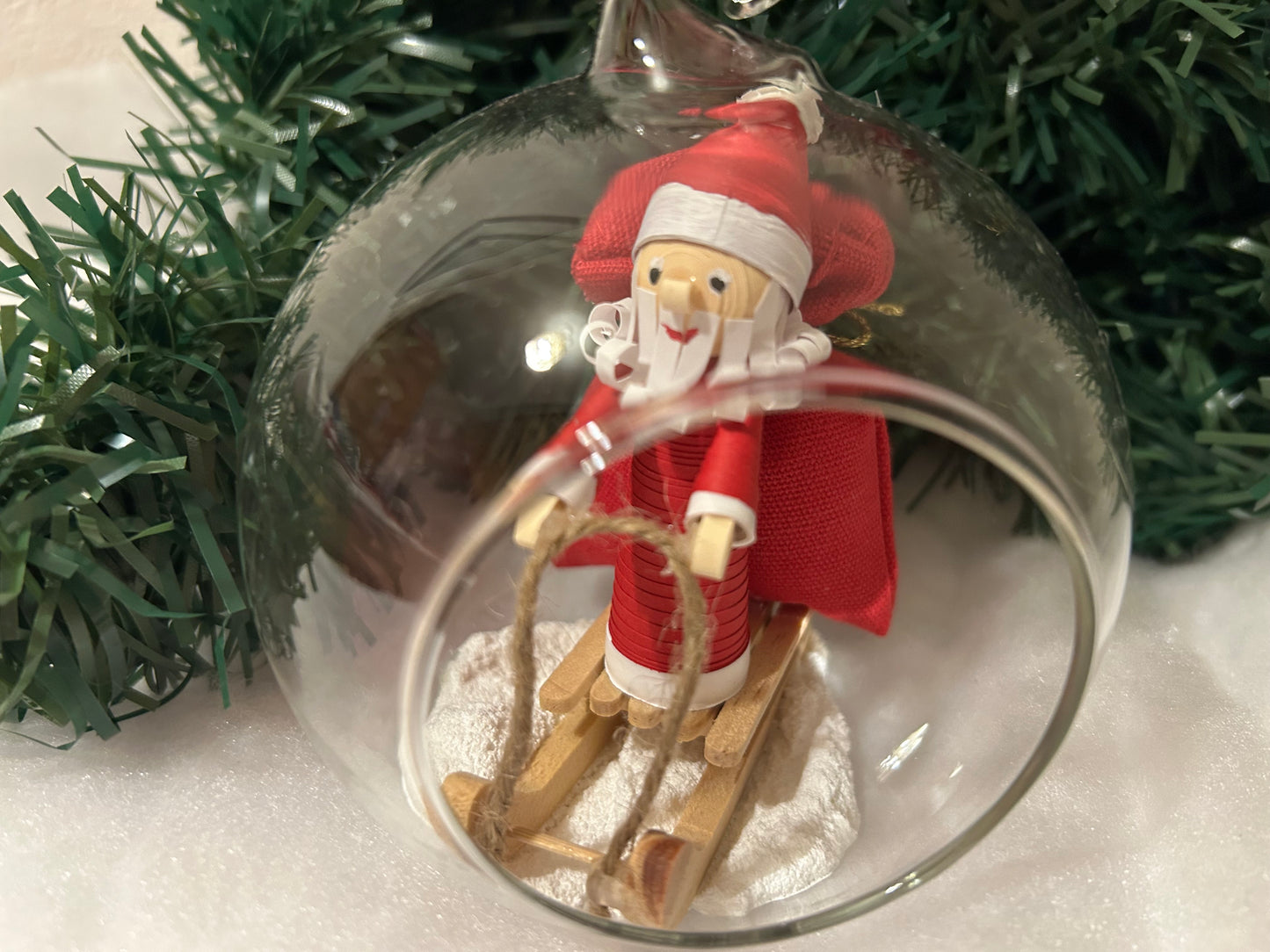 Santa on sleigh large bauble