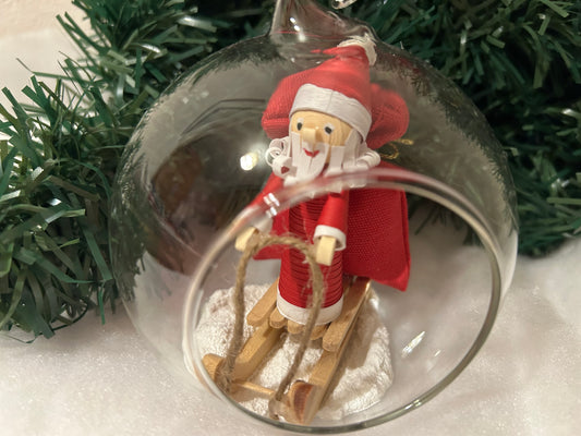 Santa on sleigh large bauble