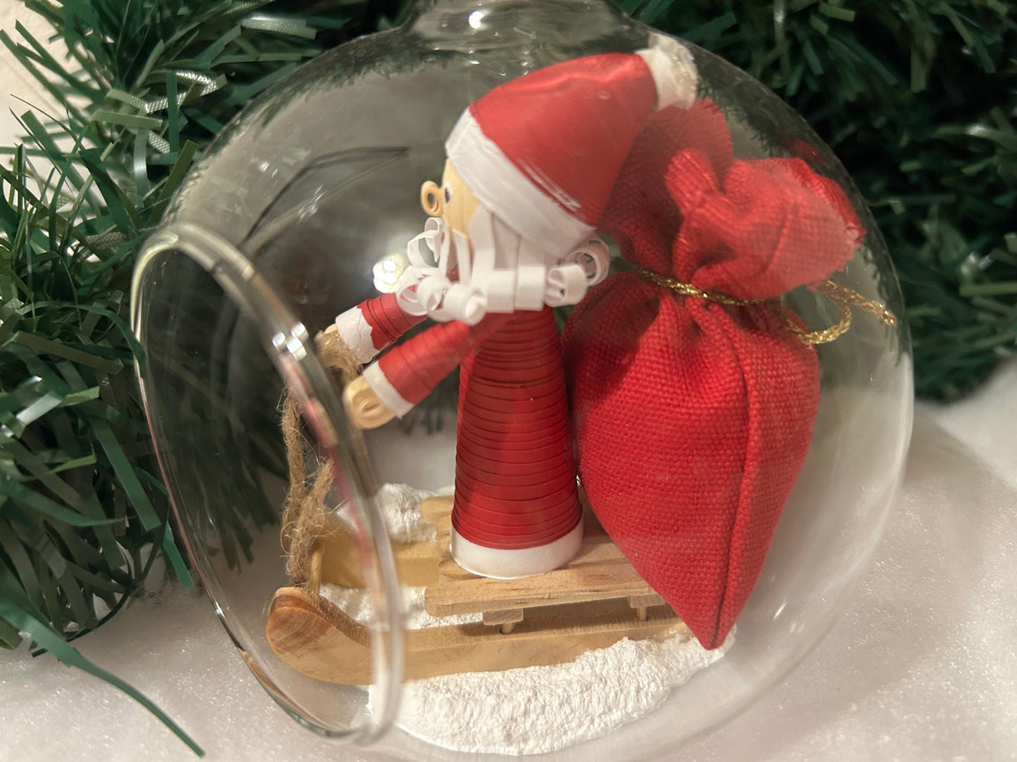 Santa on sleigh large bauble