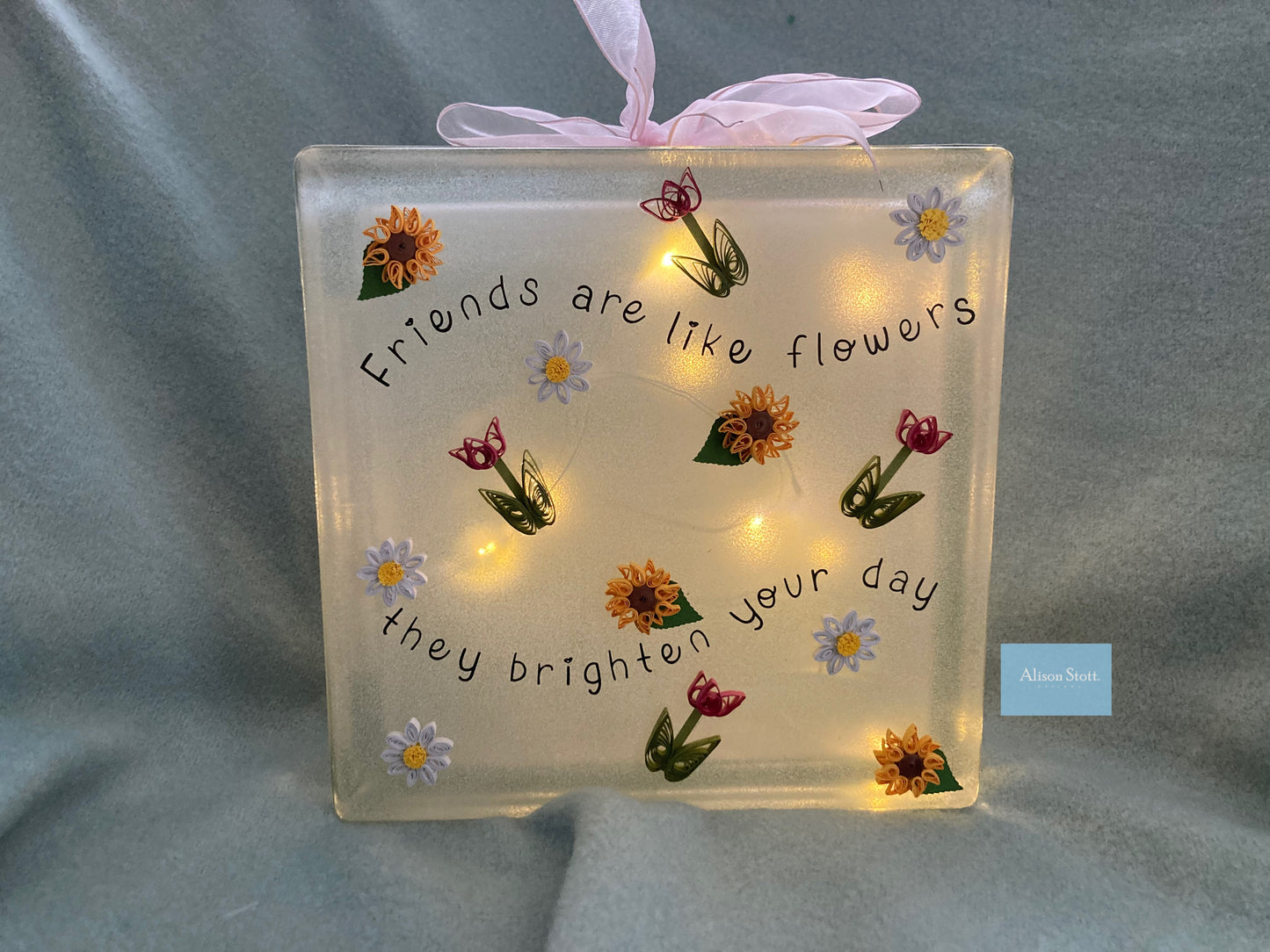 Friend are like flowers glass block
