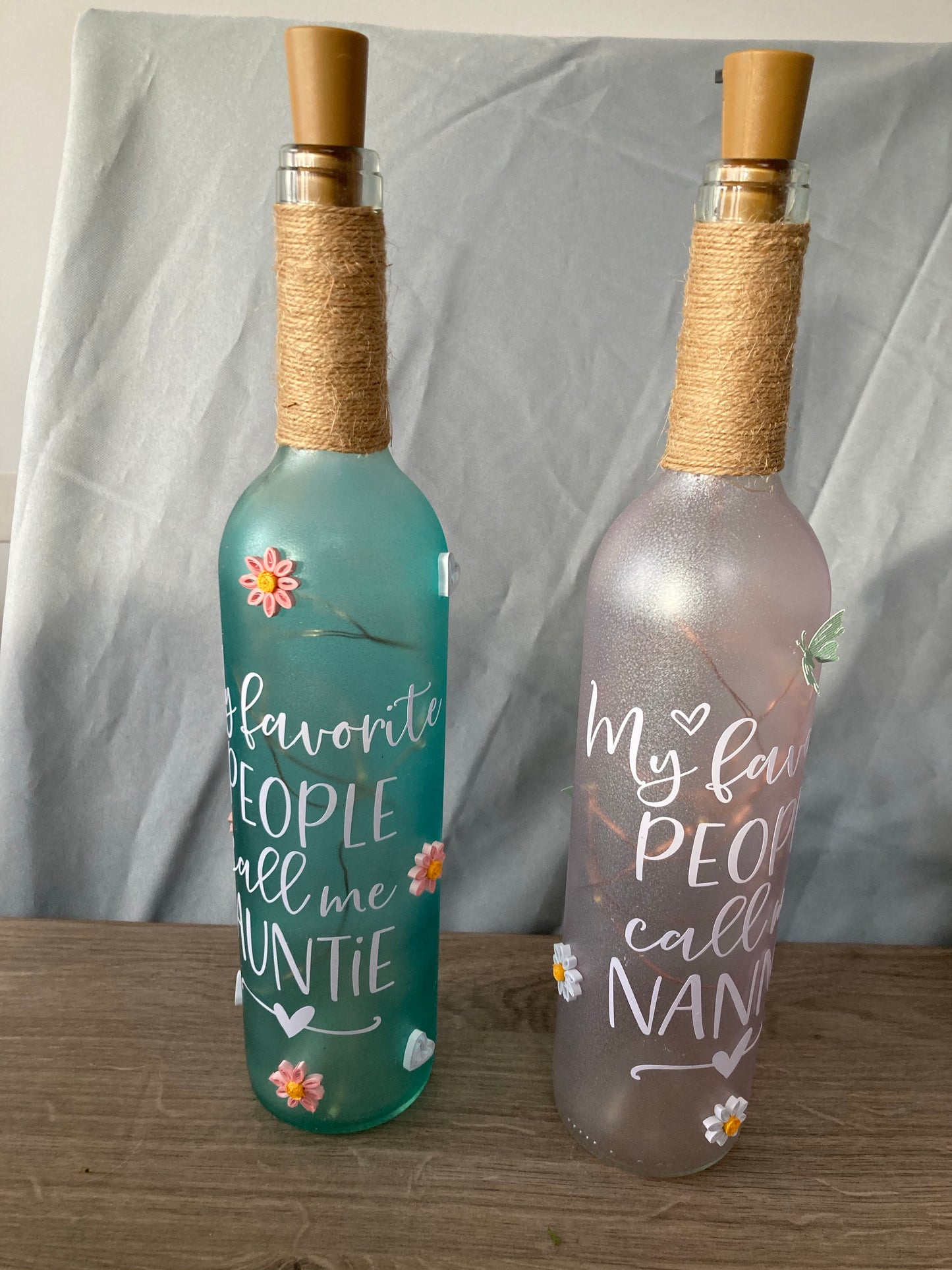 Light up bottle with wording